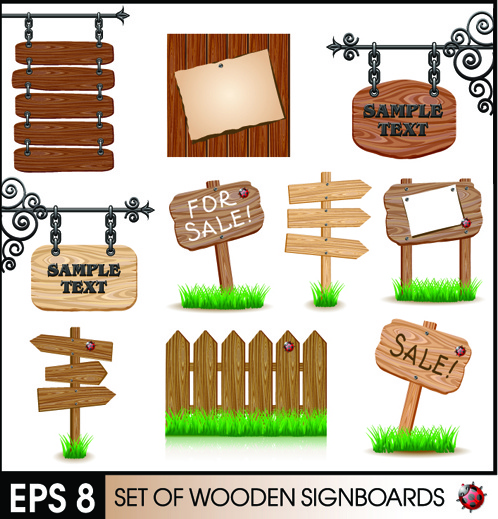 different wooden signboards design vector