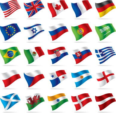 different world flags elements vector