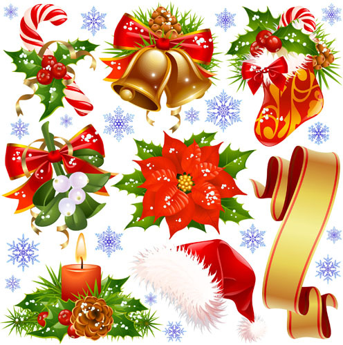 different xmas decorations vector 