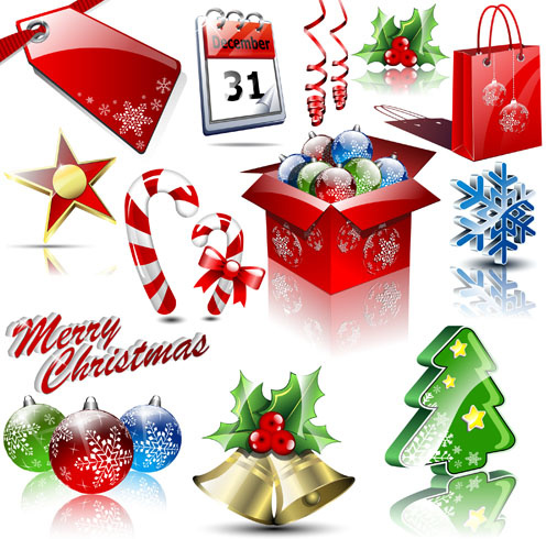 different xmas decorations vector 