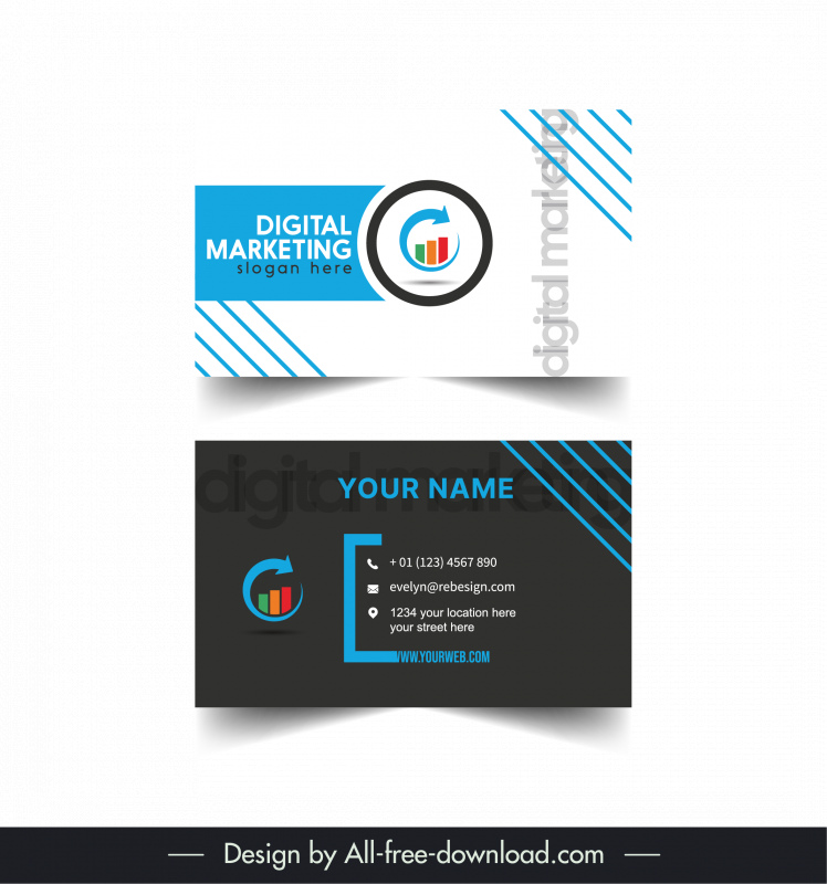 digital business card template lines charts decor
