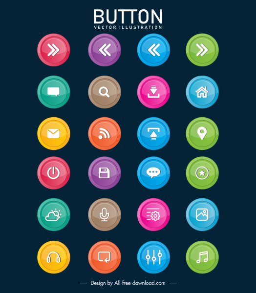 digital buttons templates colorful flat circles shapes