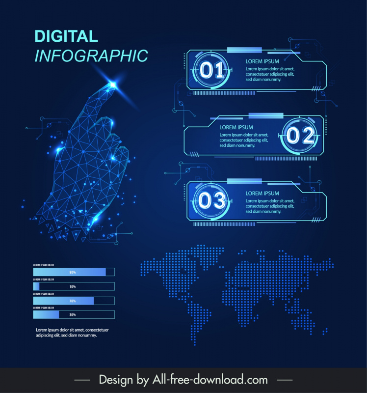 digital infographic poster template sparkling dark modern design
