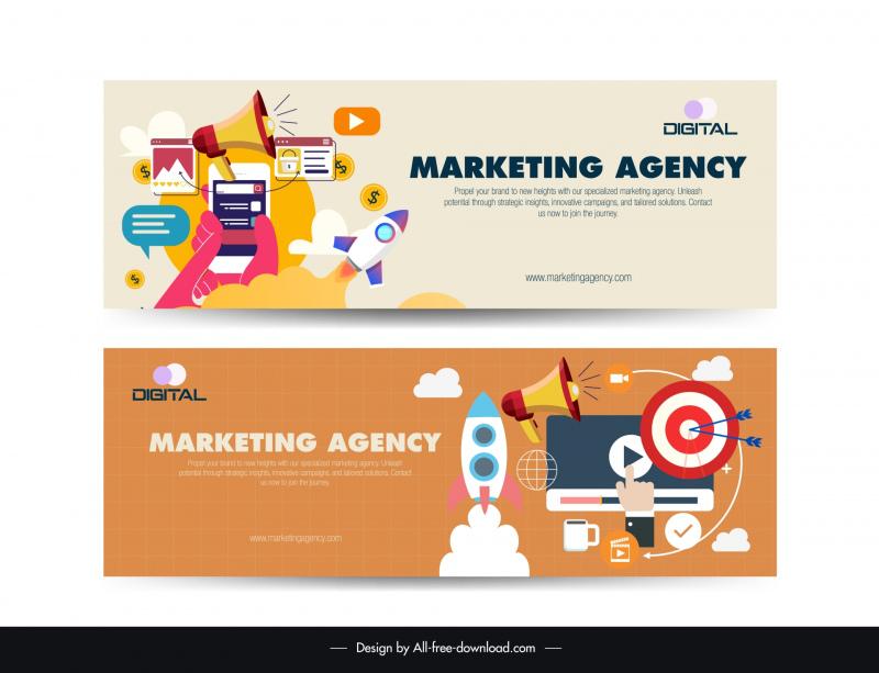digital marketing banner templates dynamic flat media elements 
