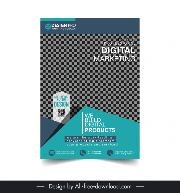 digital marketing flyer design template ex template elegant geometric checkered  