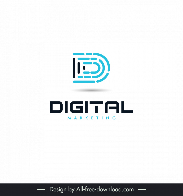 digital marketing logo flat geometric stylized texts lines
