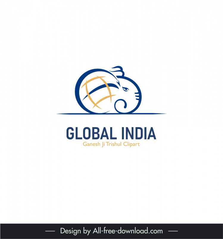 digital marketing logo global x india template handdrawn elephant sketch 