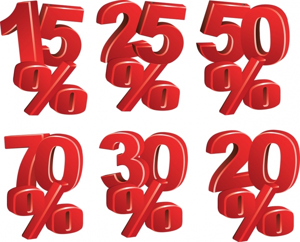 sale percentage templates dynamic modern red 3d sketch