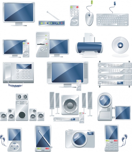 digital products icons shiny colored modern design