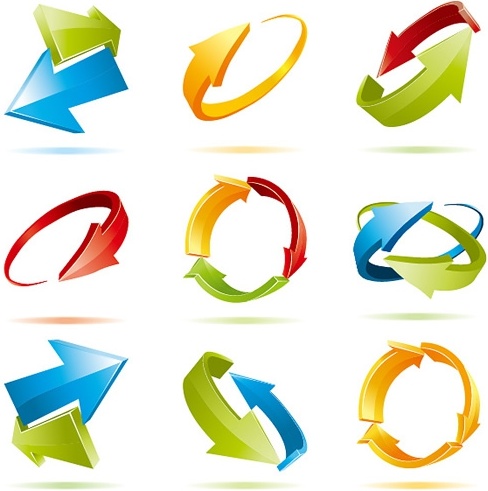 arrows signs templates colorful modern 3d design 