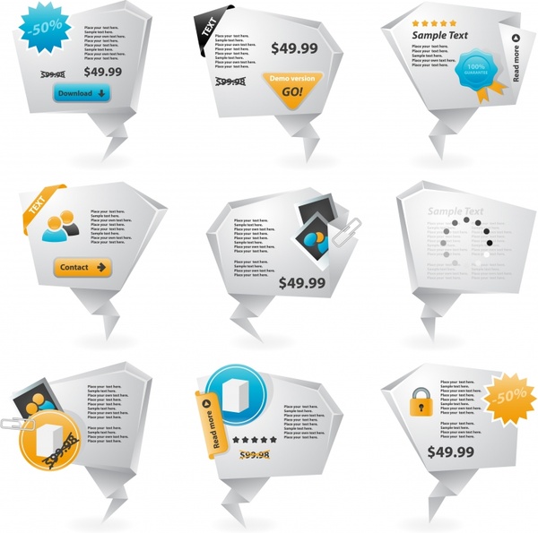 sale tags templates modern 3d origami shapes