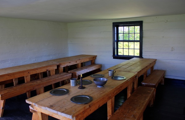 dining tables at fort wilkens state park michigan