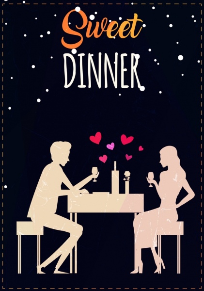 dinner background romantic couple icon decoration