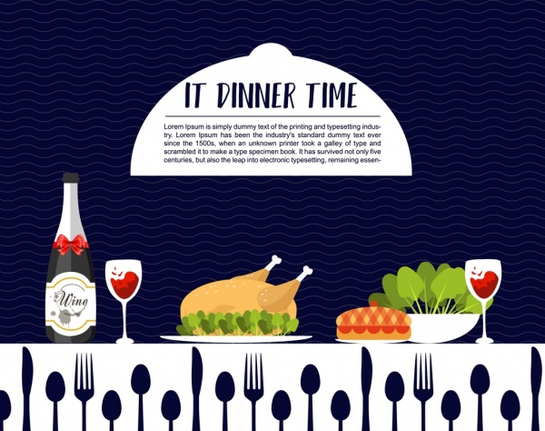 dinner poster meal decoration dishware icons