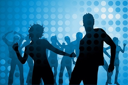 disco dancing silhouette vector character