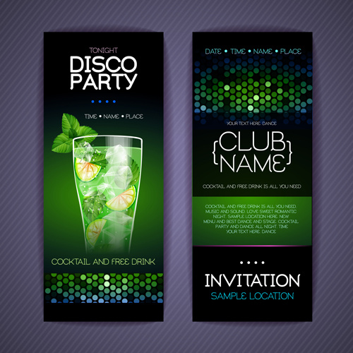 disco party night invitation cards vector