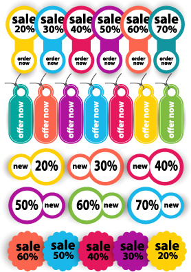 discount colored tags and labels vectors