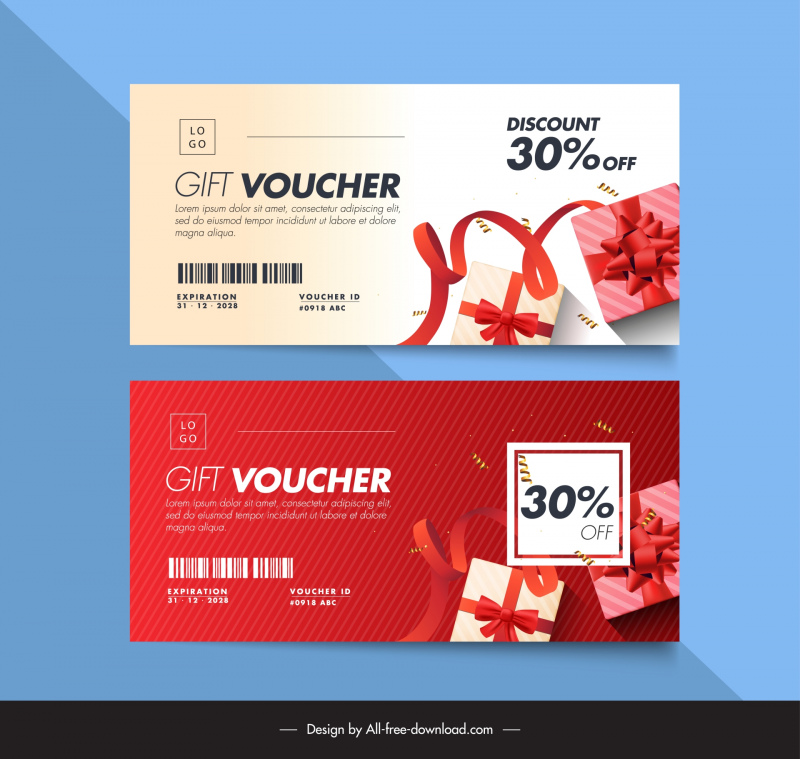 discount voucher template modern dynamic present ribbon