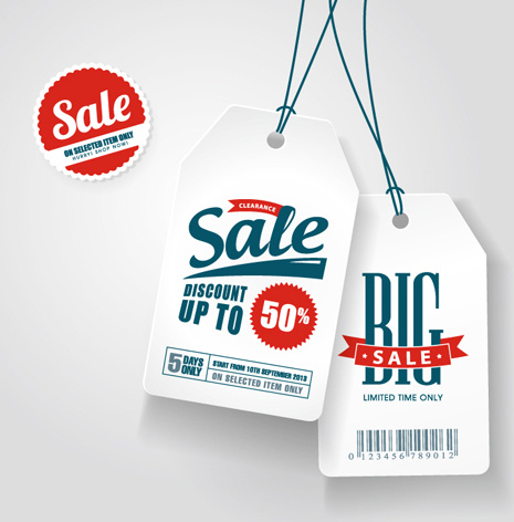 discounts sale white tags vector