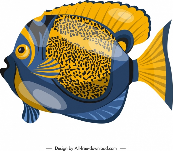 discus fish icon shiny colorful flat design