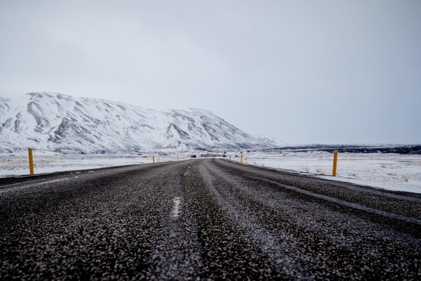 distance empty frozen highway ice journey landscape