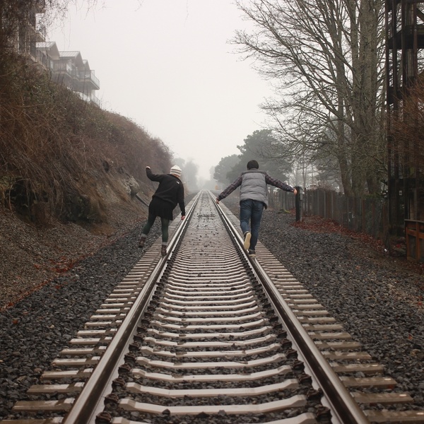 distance fog journey line locomotive parallel path
