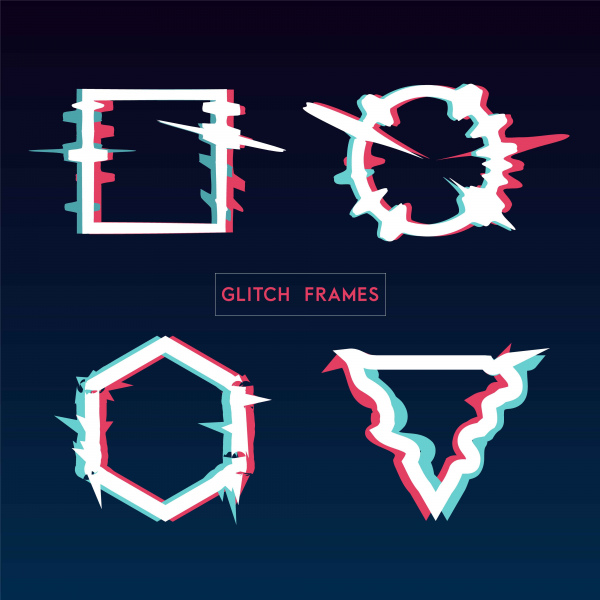 distorted glitch style modern frame set design used for banner poster flyer brochure card vector illustration