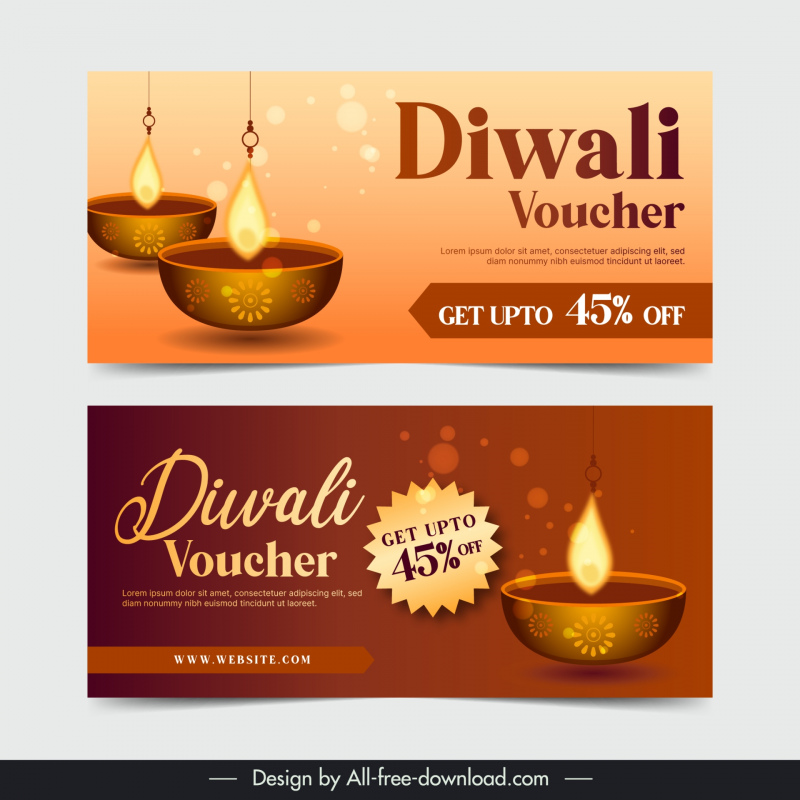 diwali voucher template modern elegant candle light 