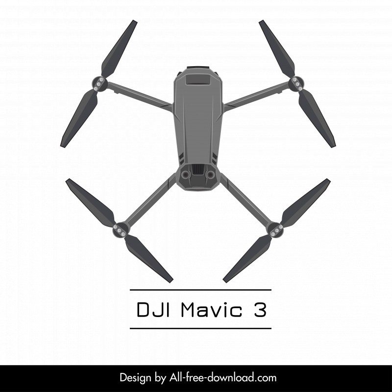 dji mavic 3 drone flycam design element symmetric top view  