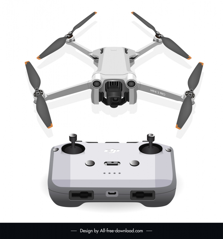 dji mini 3 pro drone flycam design elements modern realistic 3d