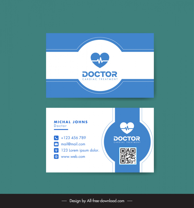 doctor business card template flat elegant medical symbols 