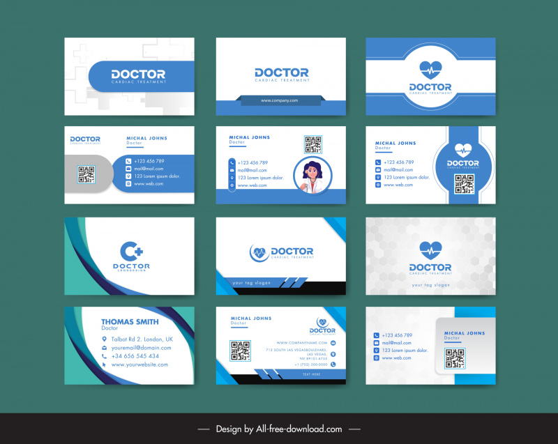 doctor business card templates collection elegant flat design
