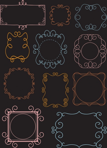 document border templates classical symmetric curves decor