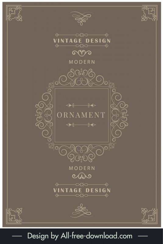 document cover template vintage swirled frame decor