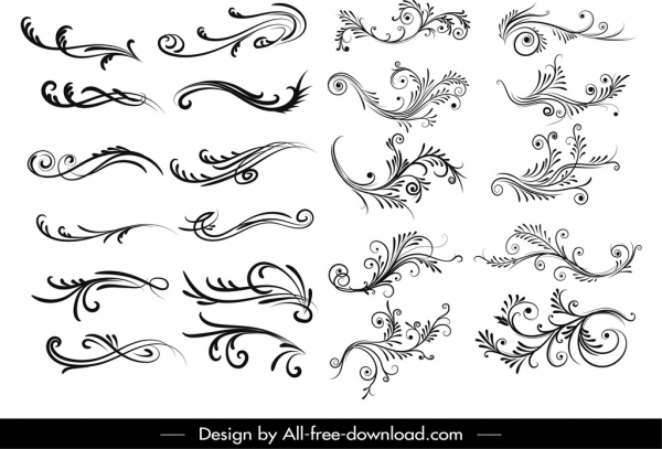 document decorative elements collection elegant curved shapes