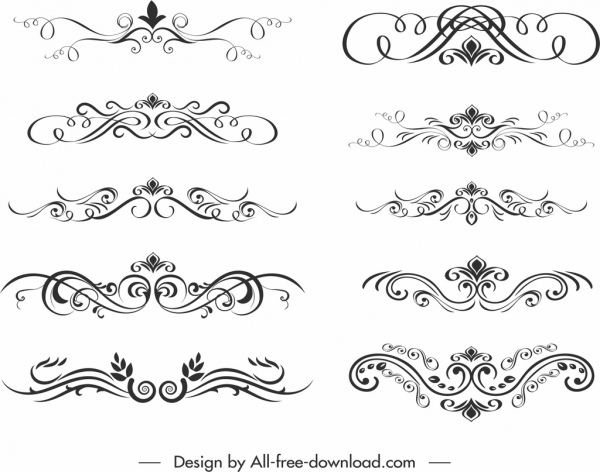 document decorative elements elegant classical symmetric swirl sketch