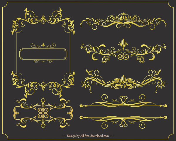 document decorative elements elegant golden symetric seamless curves