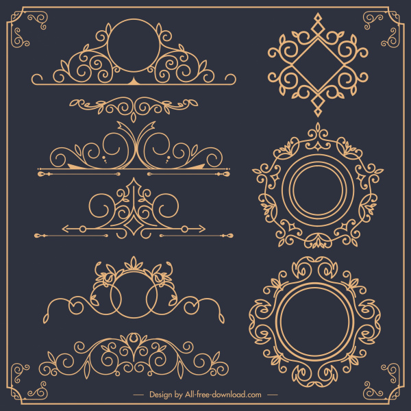 document decorative elements formal european design symmetric shapes