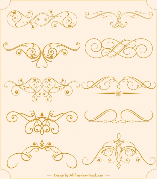 document decorative sets symmetrical swirled sketch
