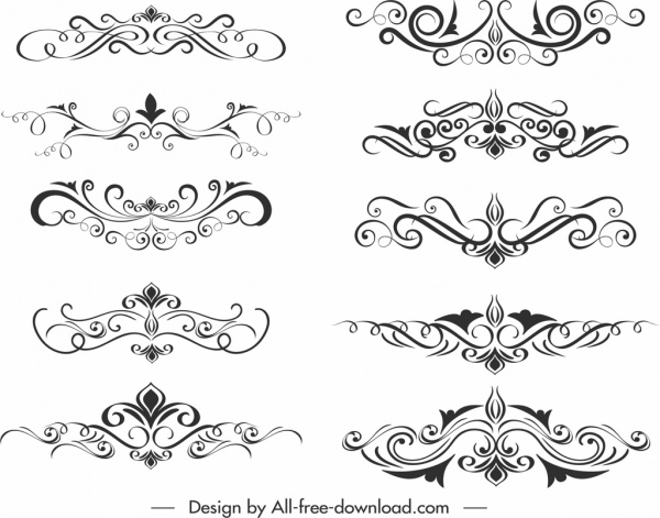 document design elements templates elegant classical symmetric swirl
