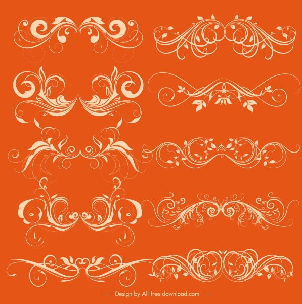 documents decorative elements collection elegant symmetrical swirled lines