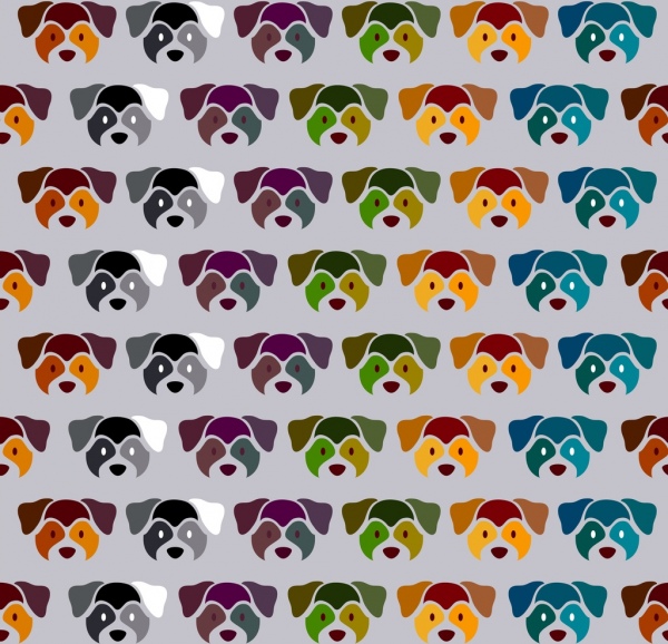 dog head background colored repeating decoration