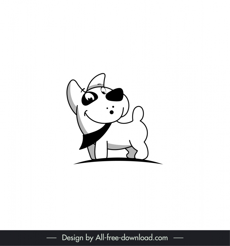 dog icon logotype black white handdrawn outline  