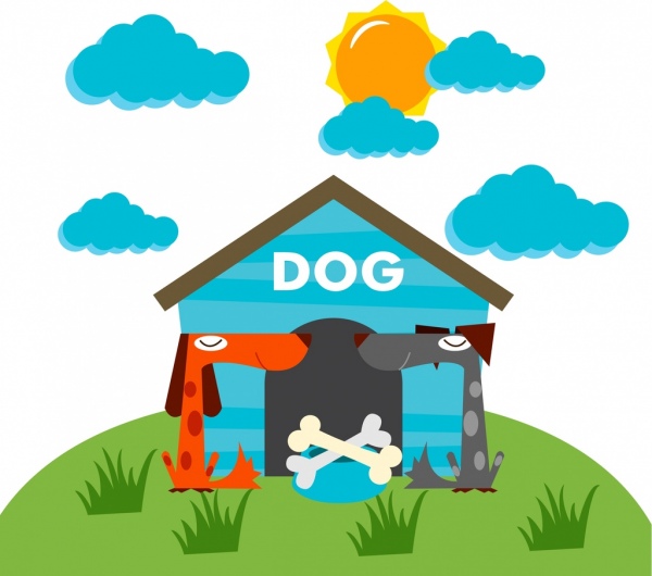 dog life background colored cartoon design home icon