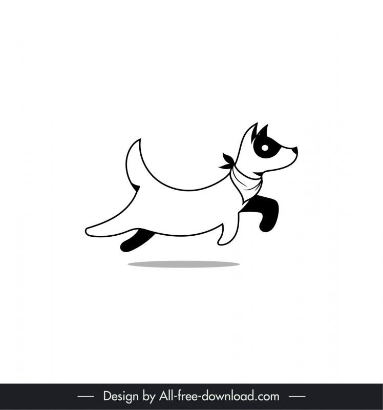 dog logo icon black white dynamic handdrawn outline  