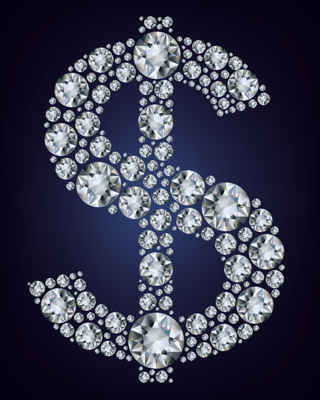 dollar sign with diamonds vector design