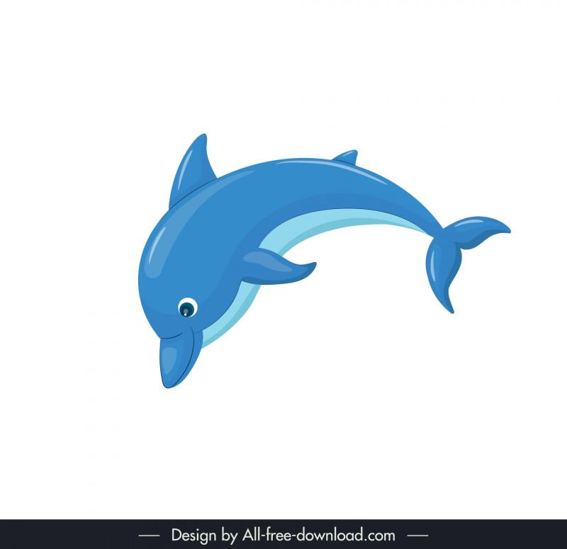 dolphin design elements cute dynamic cartoon 