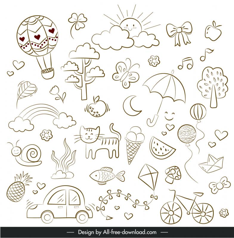  doodles design elements pattern cute handdrawn 