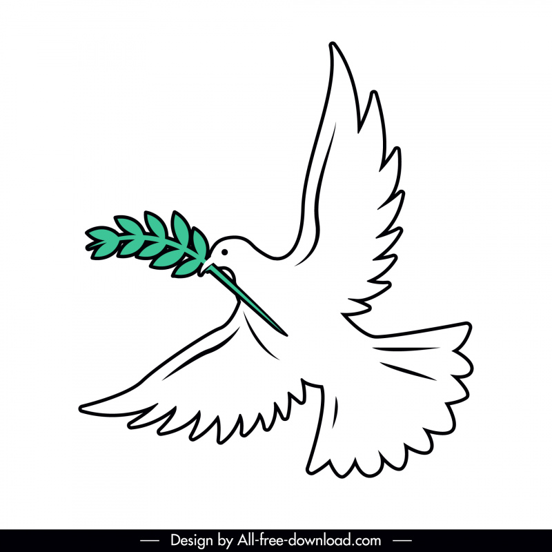 dove icon flat handdrawn classic outline