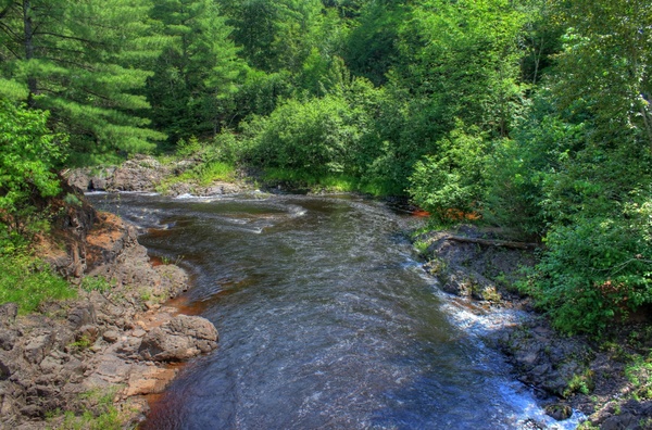 downstream on the bad river at copper falls state park wisconsin 